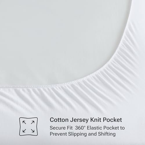 White Queen Size Cotton Mattress Pad with Cloud Quilting & Non-Slip Skirt