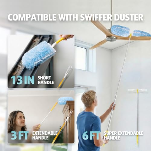 AIR U+ 60 Count 360° Duster Refills with 2 Upgrade Handles for Swiffer