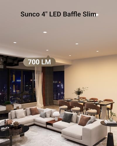 Sunco 12 Pack 4 Inch Slim Canless LED Recessed Downlights - Dimmable, Selectable CCT