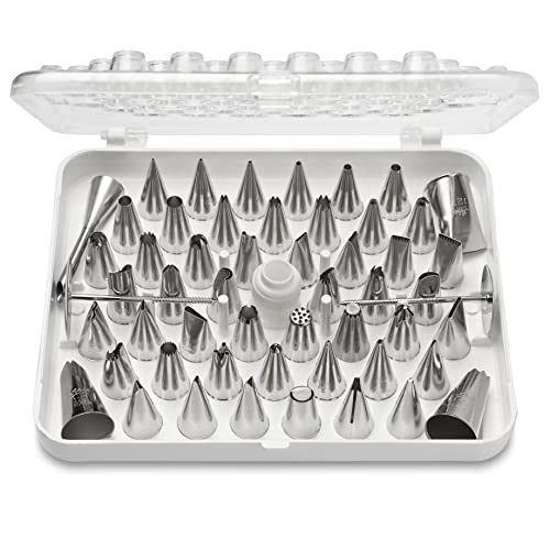 Ateco 55-Piece Cake Decorating Set with Stainless Steel Tips & Storage Box - Silver