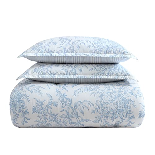 Queen Size Comforter Set with Matching Shams - Bedford Blue Floral Bedding
