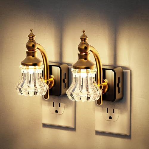 JandCase Vintage Glass Flower Night Light - Wall Plug-In Nightlight - Flower / 2