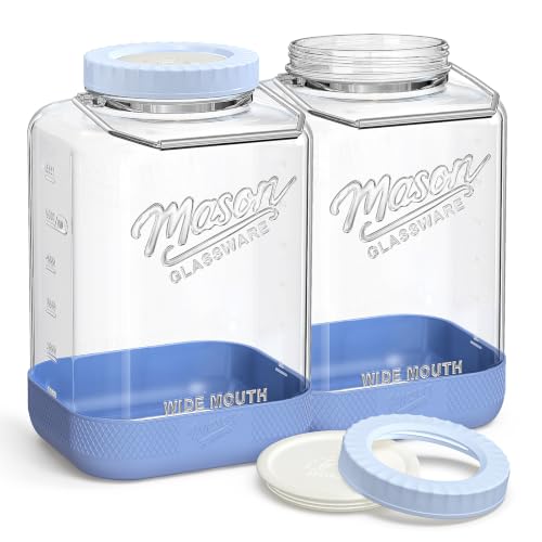 2 Gallon Airtight Glass Storage Jar Set with Dual Seal Lids - Square, Food-Grade, Bulk Pantry Organizer