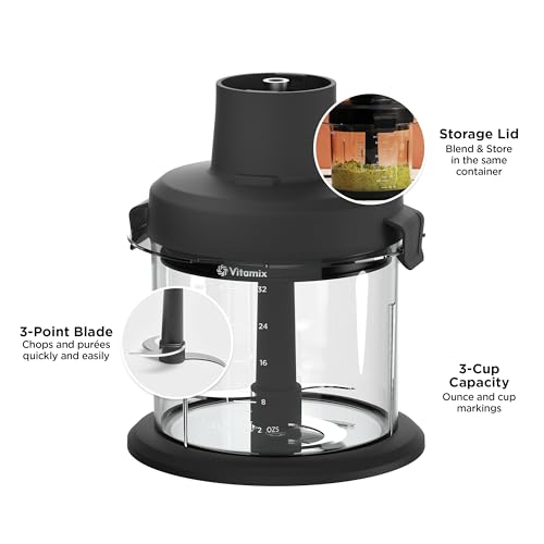 Vitamix Immersion Blender Mini-Chopper Attachment with Stainless Steel Blade, 3-Cup BPA-Free Container