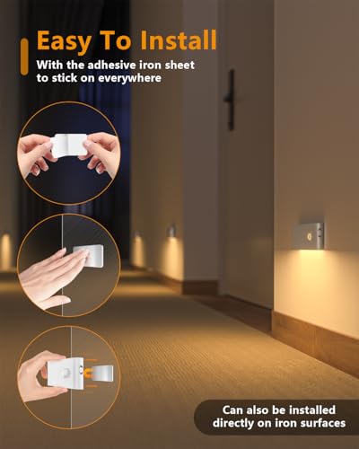 WILLED Rechargeable Motion Sensor Night Light 6 Pack - Indoor Warm White Pathway & Stairway Lighting, Magnetic & Easy Install