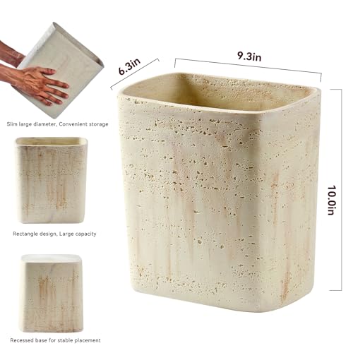 Polytree Natural Travertine Textures Yellow Stone Small Bathroom & Kitchen Trash Can 1.8 Gallon
