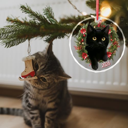 PORSWISH Style 3 Black Cat Christmas Ornament - Pet Lover Holiday Decor, 2026