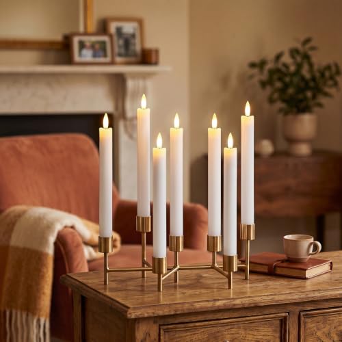 GenSwin Flameless Taper Candles 6-White | Remote Timer, 9.64 in