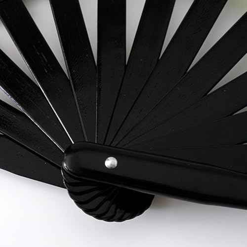 Folding Fan UV Glow Rave Bamboo Summer Hand Fan Butterfly Decoration Dancing Party Wedding Night Club Concert Festival Large (Multicoloured-10, M)