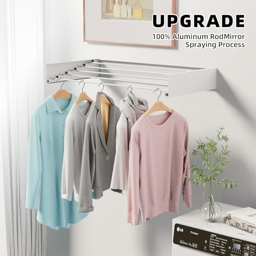 Wall Mounted Drying Rack - Foldable Laundry Organizer, 31.5 Inch White