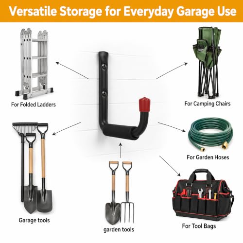 15-Inch Heavy Duty Garage Hooks with EVA Foam Padding - Wall Mount Organizer - CRXCRC