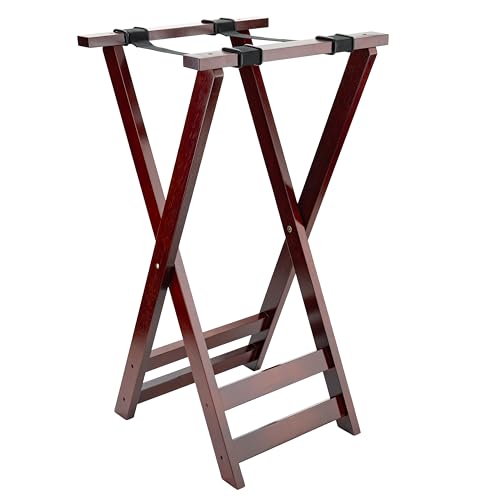 Folding Mahogany Wood Tray Stand - 31.5 Inch Tall with Support Straps, Variation of THIS listing