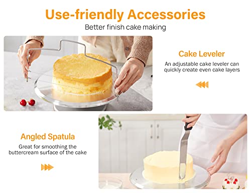 Kootek 12-Inch Aluminum Cake Turntable for Decorating & Baking Kit