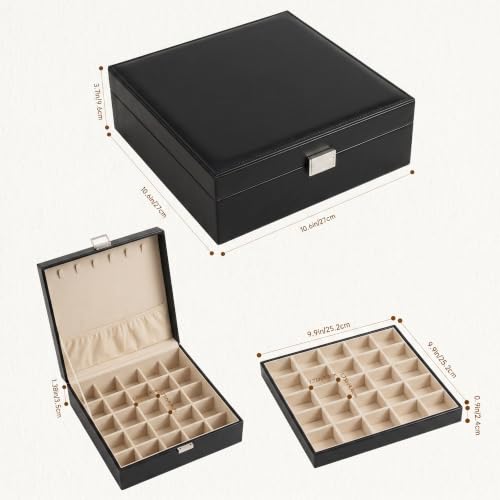 Black 50 Grid Earring Holder Organizer Jewelry Box for Women – 2 Layers
