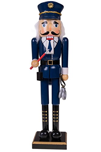 Clever Creations Policeman 16 Inch Wooden Nutcracker - Festive Christmas Decor