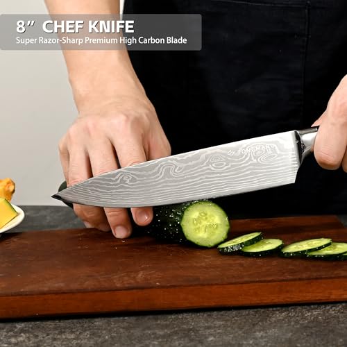 TONGMARU 3-Piece High Carbon German Steel Chef Knife Set with Pakkawood Handles