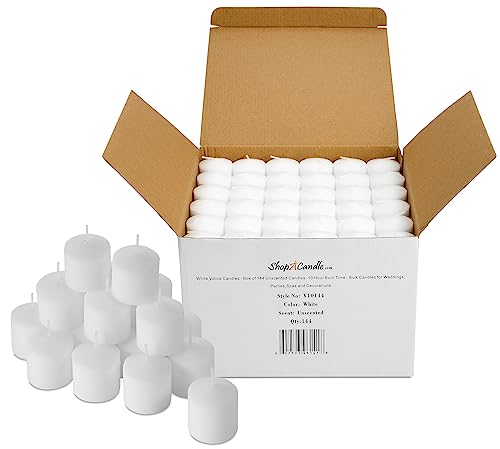 Bulk White Votive Candles 144-Pack - 10 Hour Burn Time for Weddings & Parties