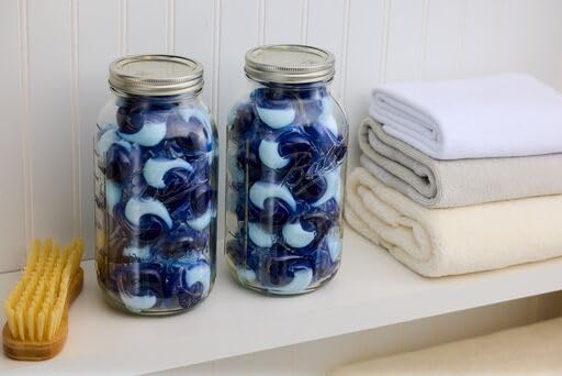 64oz Wide Mouth Mason Jars with Airtight Lids & Bands - Pack of 6