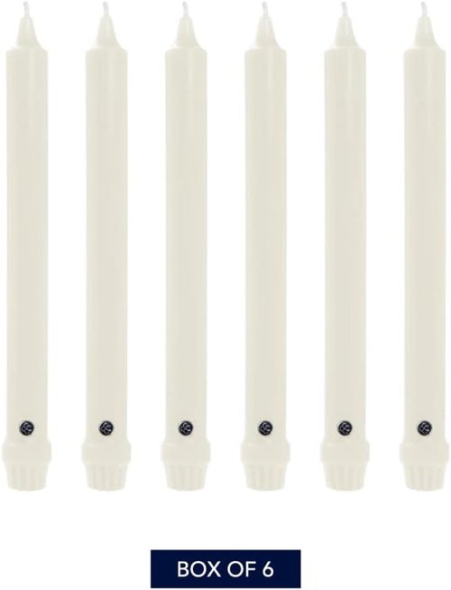 Colonial Candle Unscented Taper Candles - Classic Ivory 10-Inch, Pack of 6 | Up to 8 Hours Burn Time