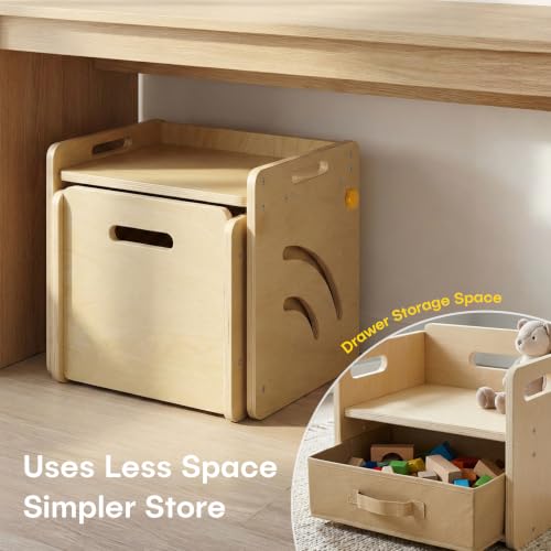 Montessori Toddler Table and Chair Set with Storage - Log Variation
