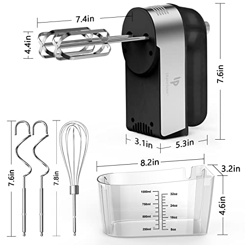Electric Hand Mixer 450W with Scale Cup Storage Case Black - 5 Speeds & Accessories