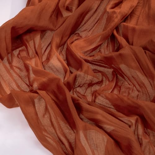 Socomi Thanksgiving Fall Table Runner Terracotta Cheesecloth Gauze Burnt Orange Boho Rustic Farmhouse 120 inch 10FT Cheese Cloth Runner for Wedding Party Baby Shower Home Decor Holiday Decorations