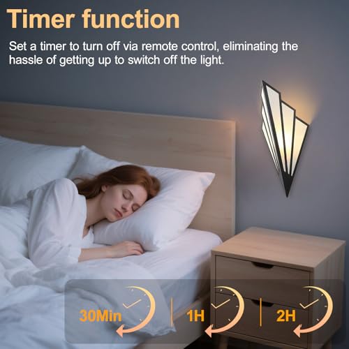 Black Modern Battery Operated Wall Sconce Set of Two with Remote RGB Dimmable LED Lighting