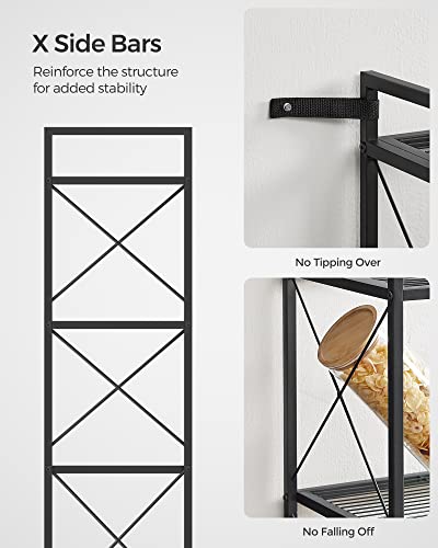 Black 5-Tier Steel Storage Rack with X Side Frames - Versatile Shelving Unit
