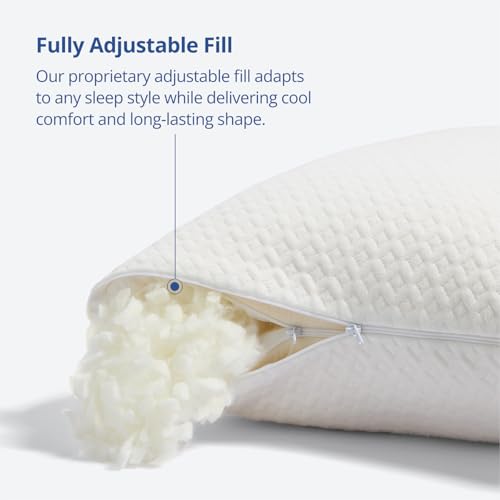 Queen White Rayon Bamboo Memory Foam Pillow - Adjustable & Cooling