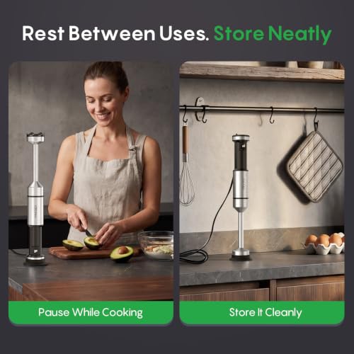 FRESKO Silver Handheld Immersion Blender with Variable Speed Trigger
