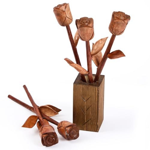 Suncalla Gift for 5th Wedding Anniversary Wooden Roses with Vase 5