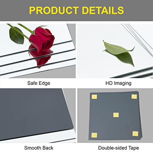Home Gym Mirror Tiles Set - 12x12 Inch Frameless Glass Wall Mirrors 16PCS - Variation of 12x12-16pcs