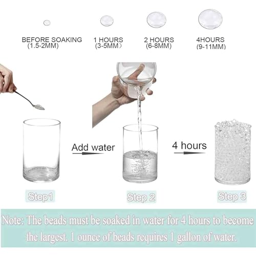 FALAMON 140,000 Clear Water Gel Beads, Water Gel Beads for Vase Filler, Christmas Decoration, Wedding Centerpiece, Floating Candles, Planting, Floral Decorations