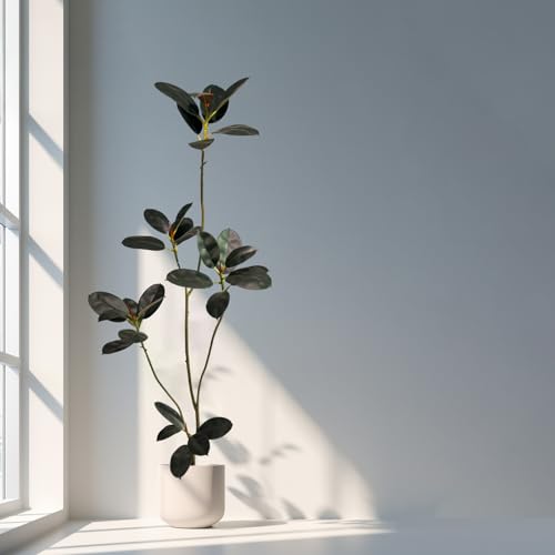 AfanD Artificial Rubber Tree 6ft Tall Indoor Plant - Realistic Faux Tree
