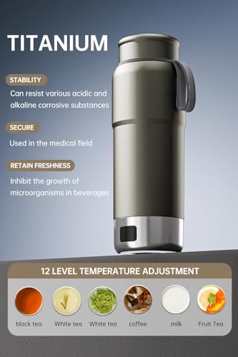 0.52L Titanium Electric Travel Kettle with 12 Temp Settings & LCD Screen