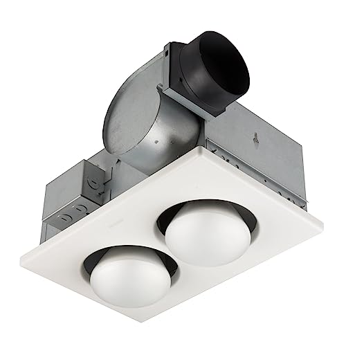 Ceiling Heater and Fan Combo - 2 Bulb Infrared, 70 CFM, White