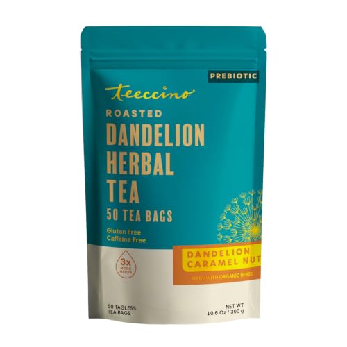 Caramel Nut Dandelion Herbal Tea - Caffeine Free, 50 Eco-Friendly Tagless Tea Bags - Variation: Caramel Nut / 50 Count
