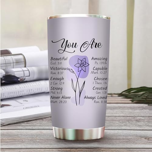 Purple 20oz Christian Tumbler - Faith Gifts for Women Mothers Day Stainless Steel