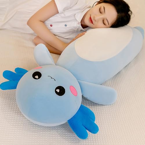 Long Axolotl Stuffed Animal Salamander Plush Pillow, Soft Axolotl Plush Toy for Boys Girls Gifts for Christmas (Blue, 65cm/25.59inch)