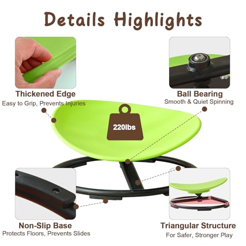 Green Sensory Spinning Chair for Autistic Kids - Sit and Spin Toy Age 3+