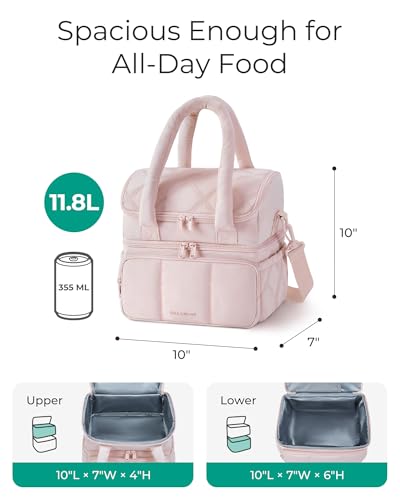 Insulated Double Deck Lunch Bag for Women - Large Olive Green