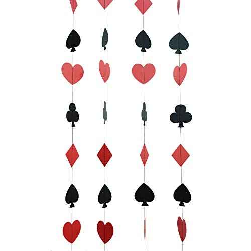Viva Las Vegas Casino Party Hanging Paper Garlands - Game Night Birthday Party Ceiling Hangings, 4pc