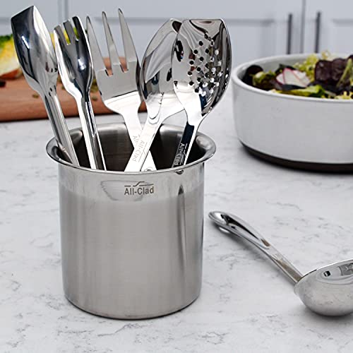 All-Clad Stainless Steel Cook & Serve 6-Piece Kitchen Utensil Set with Caddy - Durable & Dishwasher Safe