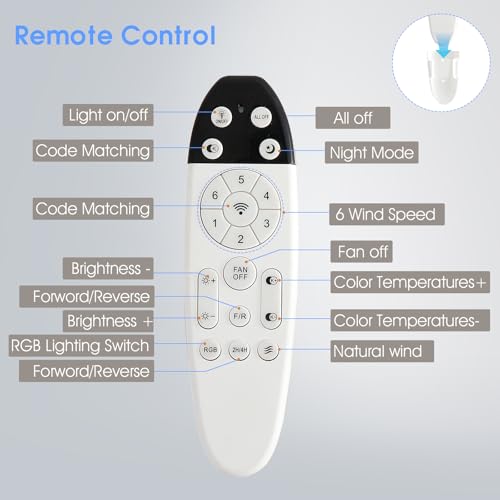 Kviflon 52-Inch Black RGB Ceiling Fan with Remote & APP, 6 Blades, 3CCT Light