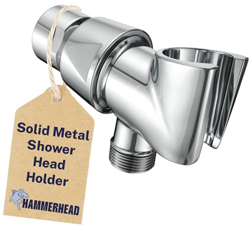 HammerHead Showers Solid Metal Handheld Shower Head Holder - Chrome, Adjustable Wall Mount with Pivot Ball