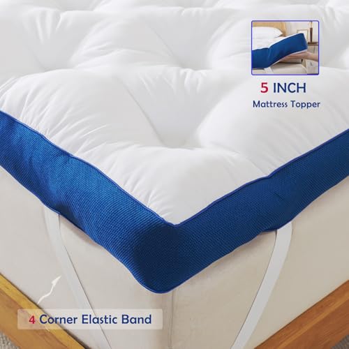 White Queen Memory Foam Mattress Topper 5 Inch Thick Supportive & Breathable