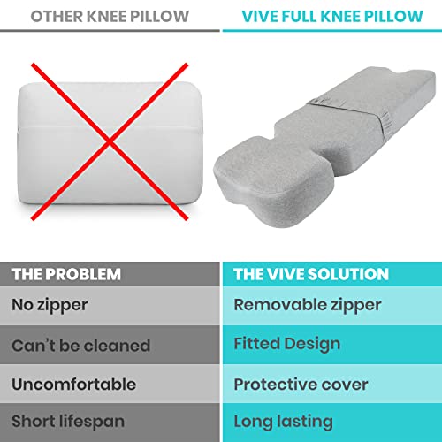 Xtra-Comfort Gray Full Knee Support Leg Pillow for Side Sleepers, Hip & Back Relief