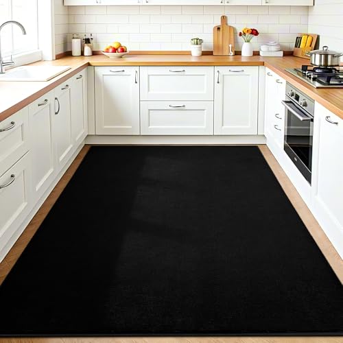 Black 4x6 Modern Memory Foam Area Rug for Living Room & Bedroom - Vasofe