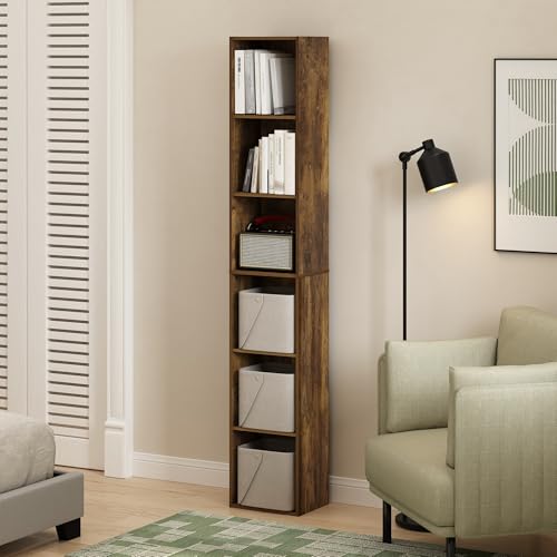 Furinno LUDER Book Shelf, 6-Tier Tall Modern Bookshelf, Bookcase with