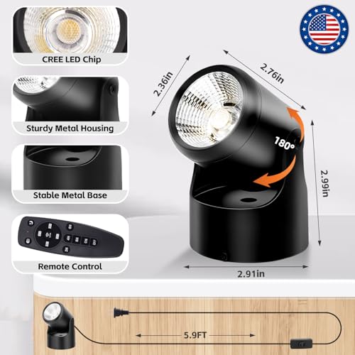 Black 2 Pack Dimmable Color Temperature LED Uplights - Indoor Adjustable Spotlights